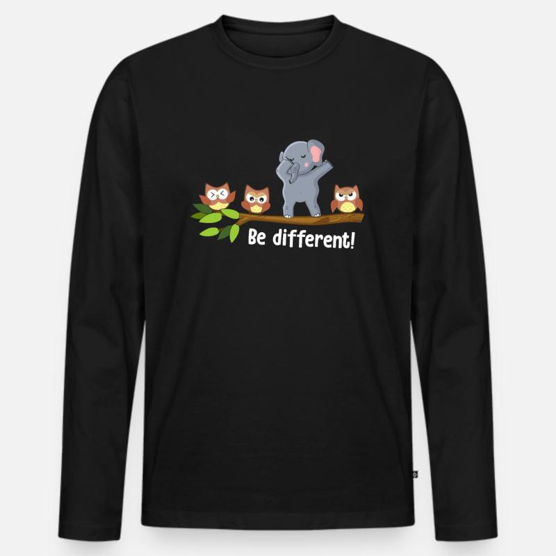 Be Different Dabbing Elephant - Men's Premium Organic Long Sleeve Shirt - black