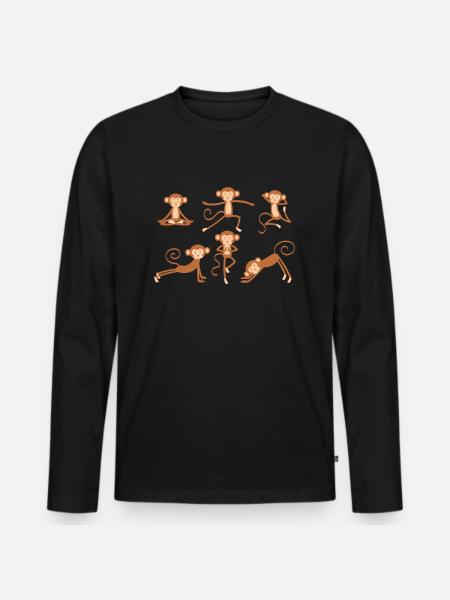 Yoga Monkey - Men's Premium Organic Long Sleeve Shirt - black
