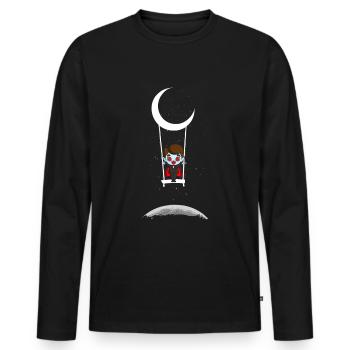 Dracula On Moon Swing Creepy Halloween - Men's Premium Organic Long Sleeve Shirt - black - Front - Nico (187cm)