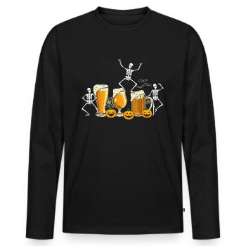 Skelett Bier Halloween Biertrinker Bier - Männer Premium Bio Langarmshirt - Schwarz - Vorne - Nico (187cm)