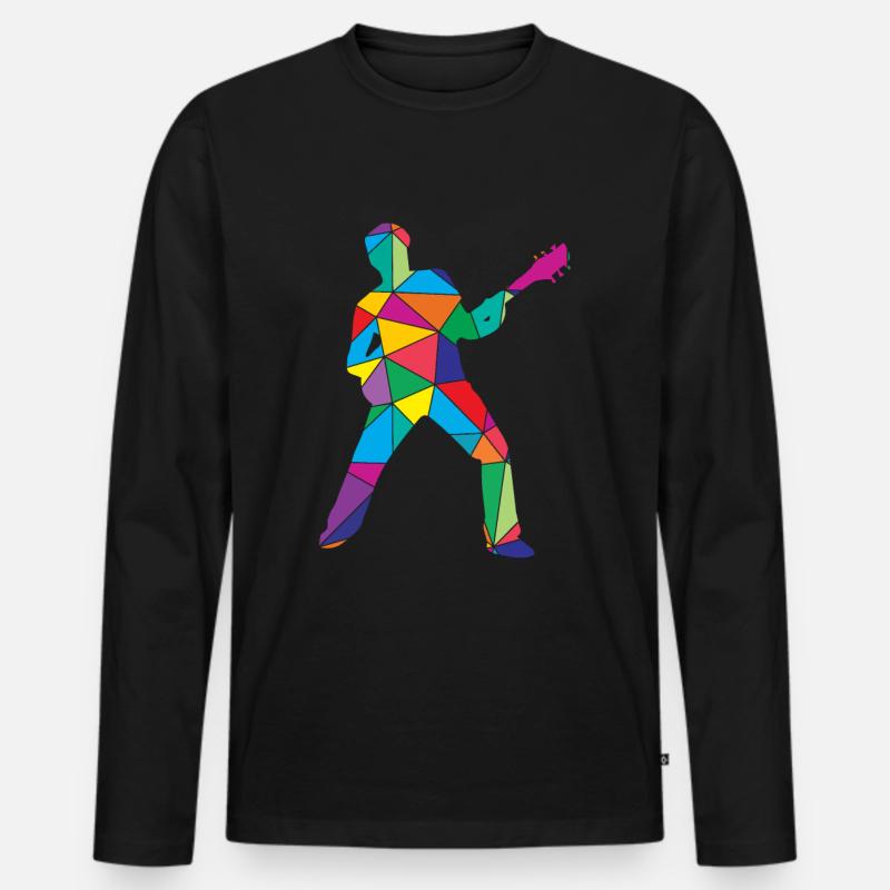 Gitarre Polygon Gitarristen - Männer Premium Bio Langarmshirt - Schwarz