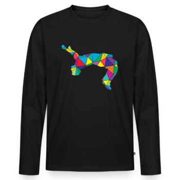 Freerunner Polygon Backflip - T-shirt manches longues Premium bio Homme - noir - Devant - Nico (187cm)