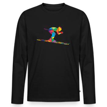 Low Poly Ski Polygon Skiing - T-shirt manches longues Premium bio Homme - noir - Devant - Nico (187cm)
