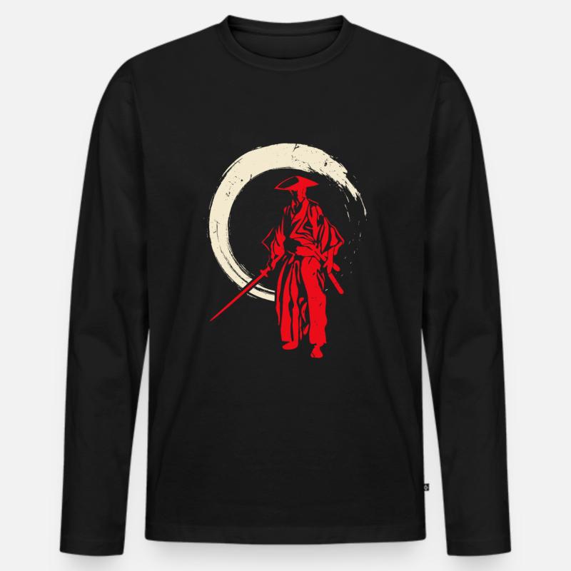 Japan Ninja Kitsune Style Japanese Samurai Sword - Männer Premium Bio Langarmshirt - Schwarz
