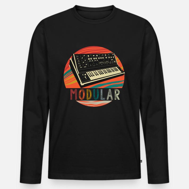 Sintetizzatore musicale elettronico modulare - Maglia a manica lunga ecologica premium da uomo - nero