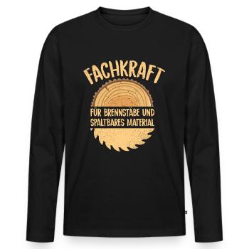 Fachkraft für Brennstäbe und spaltbares Material - Männer Premium Bio Langarmshirt - Schwarz - Vorne - Nico (187cm)