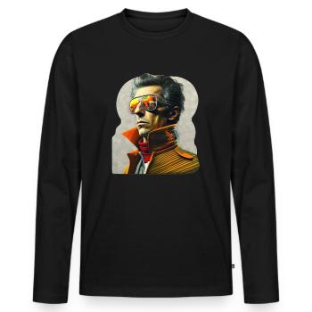 Retro Flash No39 - Männer Premium Bio Langarmshirt - Schwarz - Vorne - Nico (187cm)