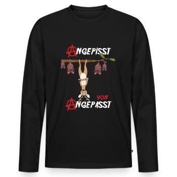 Angepisst von Angepasst Rebell Be Different Hirsch - Männer Premium Bio Langarmshirt - Schwarz - Vorne - Nico (187cm)