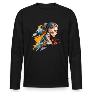 Cyber Punk No108 - Männer Premium Bio Langarmshirt - Schwarz - Vorne - Nico (187cm)