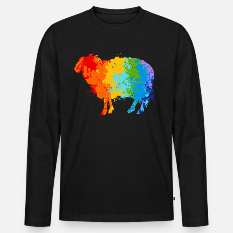 Schaf Splash Art Schäfer - Männer Premium Bio Langarmshirt - Schwarz