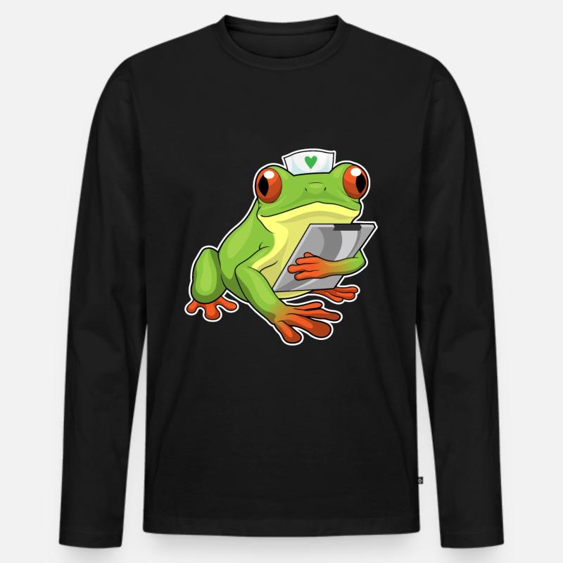 Frosch Krankenschwester - Männer Premium Bio Langarmshirt - Schwarz