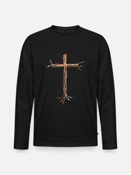 Jesus Cross Cable AUX Audio Cable - T-shirt manches longues Premium bio Homme - noir