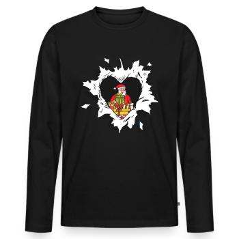 Torn Heart Merry Christmas Santa Claus - Men's Premium Organic Long Sleeve Shirt - black - Front - Nico (187cm)
