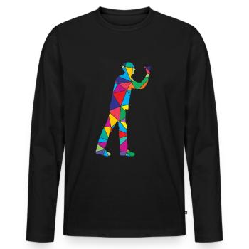 Low Poly Dartist Polygon Dart - Men's Premium Organic Long Sleeve Shirt - black - Front - Nico (187cm)