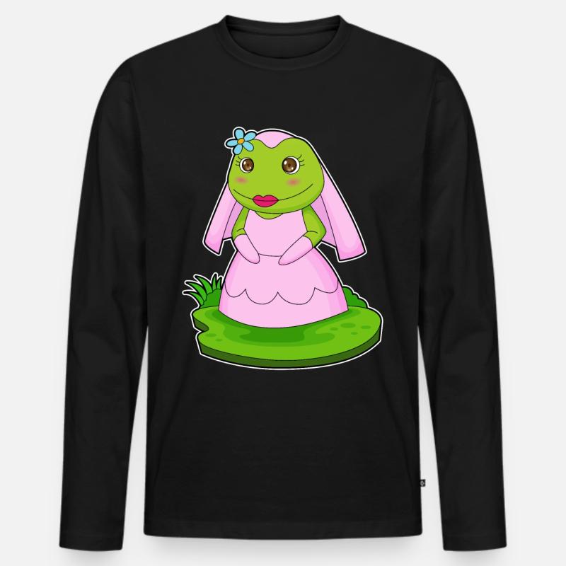 Frosch Braut Blume Hochzeit - Männer Premium Bio Langarmshirt - Schwarz