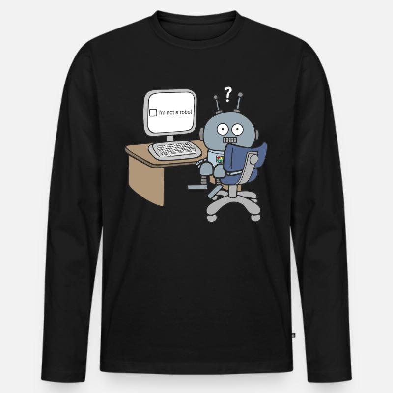 I m not a Robot - Männer Premium Bio Langarmshirt - Schwarz