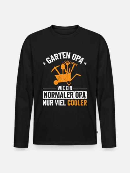 Garten Opa - Männer Premium Bio Langarmshirt - Schwarz