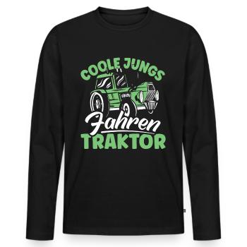 Coole Jungs fahren Traktor - Männer Premium Bio Langarmshirt - Schwarz - Vorne - Nico (187cm)
