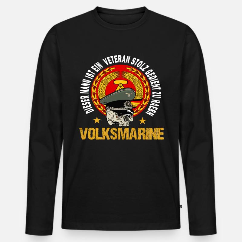 Volksmarine Veteran - Männer Premium Bio Langarmshirt - Schwarz