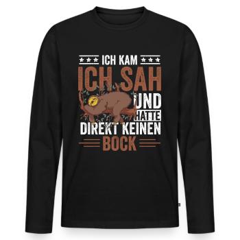 Ich Sah und hatte direkt keinen Bock - Männer Premium Bio Langarmshirt - Schwarz - Vorne - Nico (187cm)