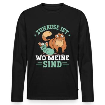 Zuhause ist wo meine Haustiere sind - Männer Premium Bio Langarmshirt - Schwarz - Vorne - Nico (187cm)