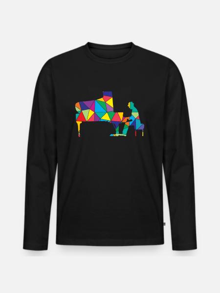 Piano Polygone Funny Piano - T-shirt manches longues Premium bio Homme - noir