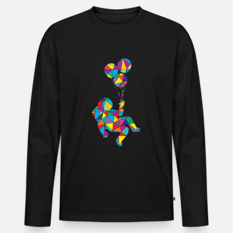 Low Poly Astronome Poly Astronaute - T-shirt manches longues Premium bio Homme - noir