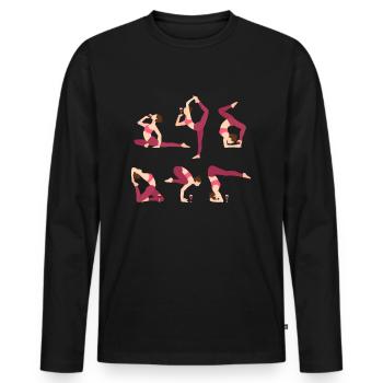 Yoga du vin - T-shirt manches longues Premium bio Homme - noir - Devant - Nico (187cm)
