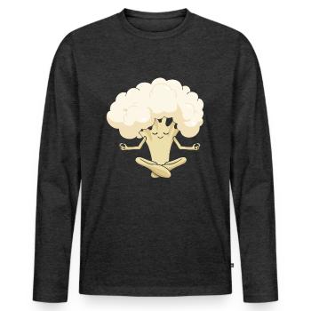 Yoga du chou-fleur - T-shirt manches longues Premium bio Homme - anthracite chiné - Devant - Nico (187cm)
