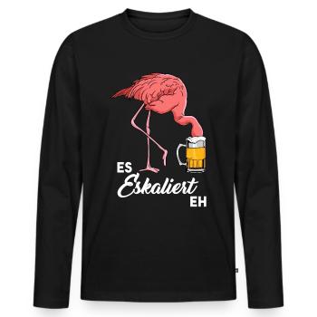 Es Eskaliert Eh Flamingo Bier - Männer Premium Bio Langarmshirt - Schwarz - Vorne - Nico (187cm)