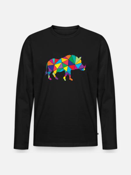 Warthog Polygon Wild Boar - Men's Premium Organic Long Sleeve Shirt - black