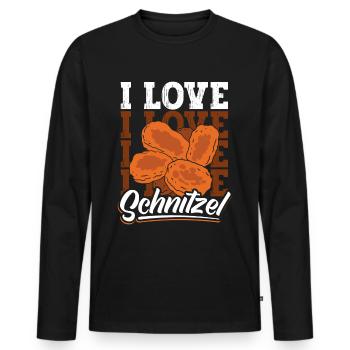 I Love Schnitzel - Männer Premium Bio Langarmshirt - Schwarz - Vorne - Nico (187cm)