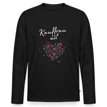 Verkäuferin mit Herz Einzelhandel Kauffrau - Männer Premium Bio Langarmshirt - Schwarz - Vorne - Nico (187cm)
