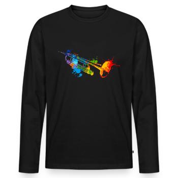 Splash Trompete - Männer Premium Bio Langarmshirt - Schwarz - Vorne - Nico (187cm)