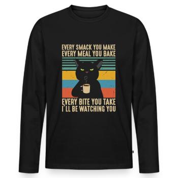 Chaque claque chaque repas chaque bouchée que je vais regarder - T-shirt manches longues Premium bio Homme - noir - Devant - Nico (187cm)