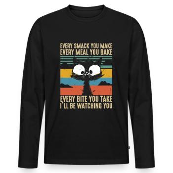 Chaque claque, chaque repas, chaque bouchée que je regarderai - T-shirt manches longues Premium bio Homme - noir - Devant - Nico (187cm)