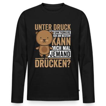 Kann mich mal jemand Drücken? - Männer Premium Bio Langarmshirt - Schwarz - Vorne - Nico (187cm)
