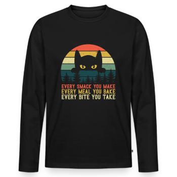 Chaque claque chaque repas chaque bouchée que je vais regarder - T-shirt manches longues Premium bio Homme - noir - Devant - Nico (187cm)