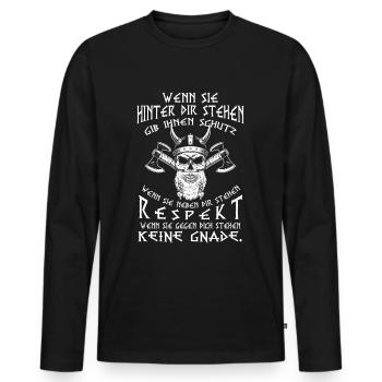 Wikinger Wenn Sie Hinter Dir Stehen Nordmann - Männer Premium Bio Langarmshirt - Schwarz - Vorne - Nico (187cm)