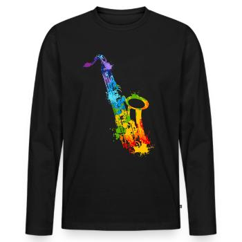 Splash Saxophone - T-shirt manches longues Premium bio Homme - noir - Devant - Nico (187cm)