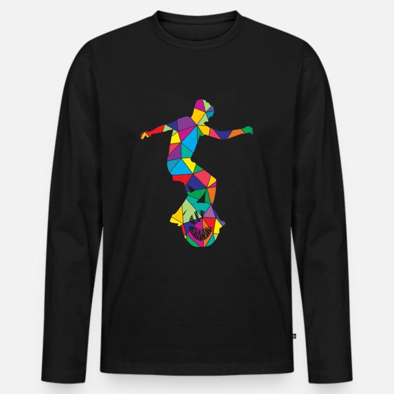 Einrad Polygon Einradfahrer - Männer Premium Bio Langarmshirt - Schwarz