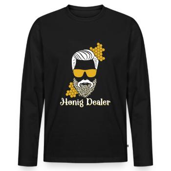 Marchand de miel - T-shirt manches longues Premium bio Homme - noir - Devant - Nico (187cm)