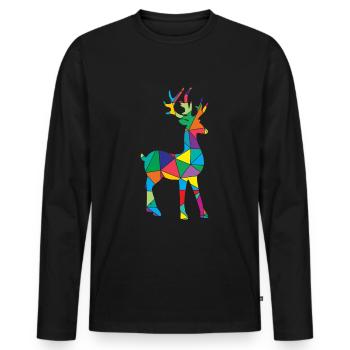 Deer Polygon Deer Wild Animal - Men's Premium Organic Long Sleeve Shirt - black - Front - Nico (187cm)