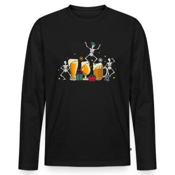 Beer Skeleton Beer Drinker Ugly Christmas - Men's Premium Organic Long Sleeve Shirt - black - Front - Nico (187cm)