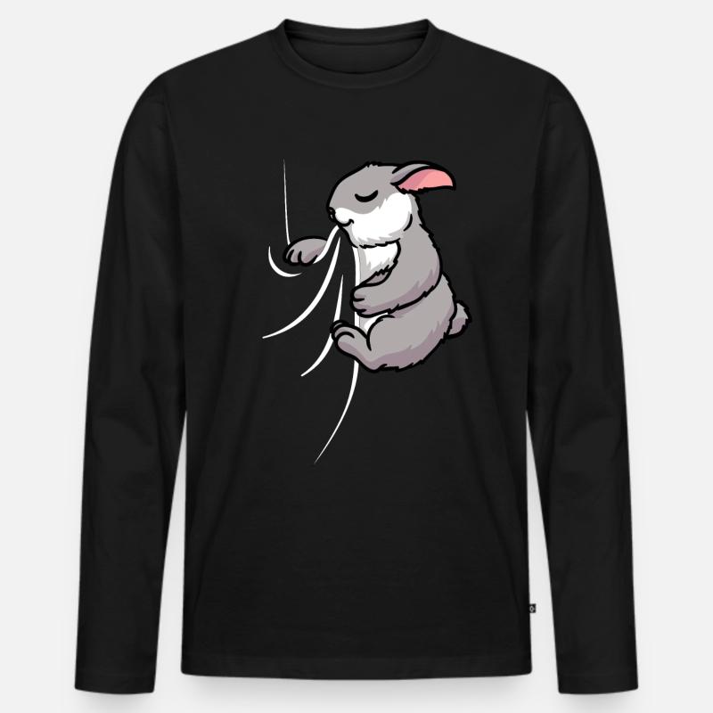 Biting Rabbit - Männer Premium Bio Langarmshirt - Schwarz