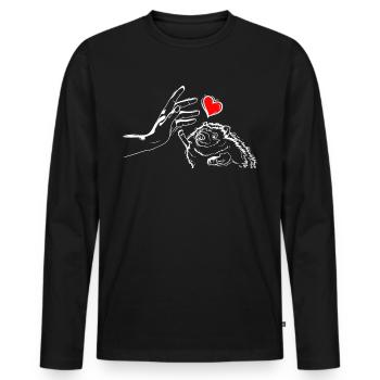 Igel Herz Händchen Halten mit Igel - Männer Premium Bio Langarmshirt - Schwarz - Vorne - Nico (187cm)