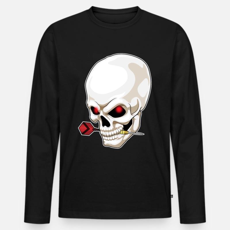 Totenkopf Dart Dartpfeil - Männer Premium Bio Langarmshirt - Schwarz