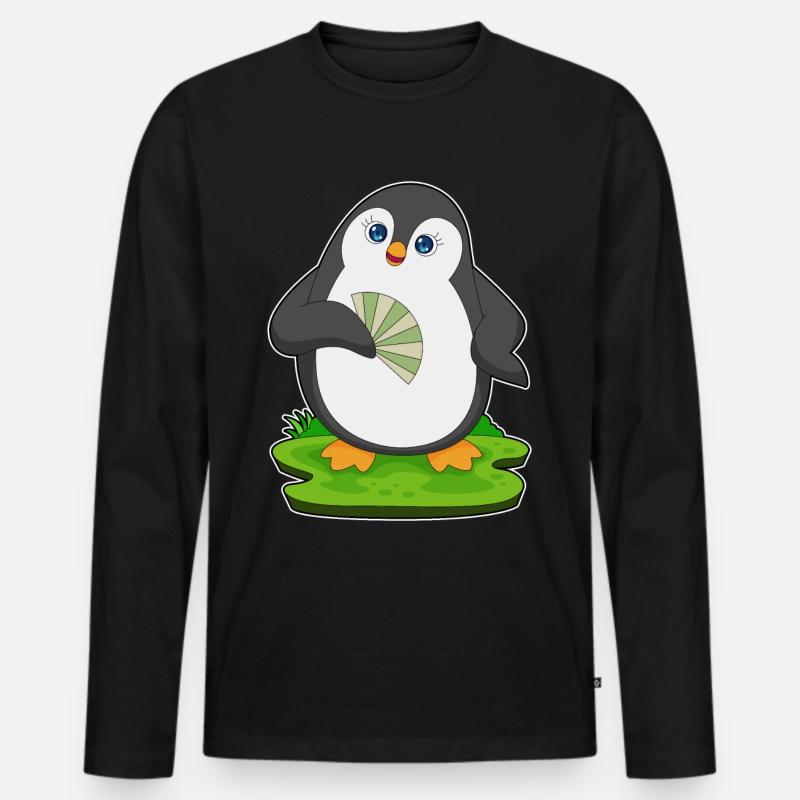 Pinguin Handventilator - Männer Premium Bio Langarmshirt - Schwarz