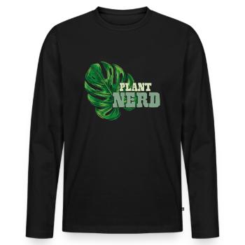 Plant Nerd Plant Monstera Gardener Window Leaf - T-shirt manches longues Premium bio Homme - noir - Devant - Nico (187cm)