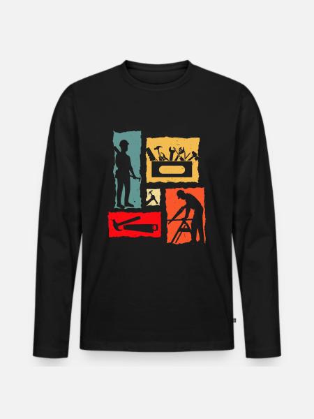 Charpentier Rétro - T-shirt manches longues Premium bio Homme - noir